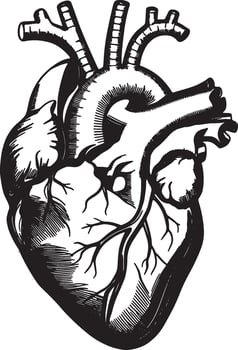 Anatomical Human Heart in a Vintage Engraving Style vector