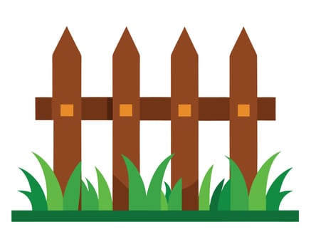 Charming Rustic Wooden Fence with Lush Green Grass, Idyllic Pastoral Scene Illustration - Professional digital artwork with vibrant colors and detailed composition vector