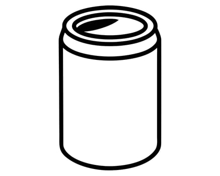 Simple Line Drawing of a Closed Aluminum Can Against a White Background, Clean and Minimalist Style vector