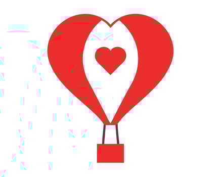 Romantic Heart-Shaped Hot Air Balloon Ascending in a Serene White Sky A Symbol of Love and Adventure vector