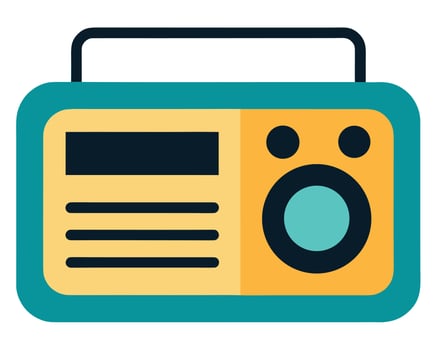 Retro Radio Illustration A Nostalgic Teal and Yellow Portable Radio Design for Vintage Music Lovers vector