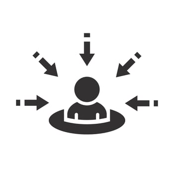 customer focus icon, centric consumer concept, client first approach, flat illustranion vector