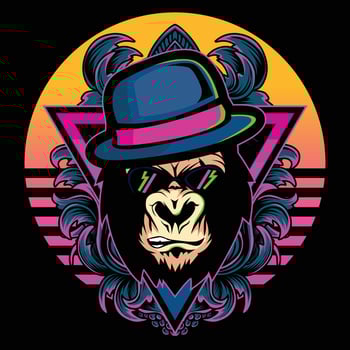 Stylish gorilla in sunglasses and hat vector