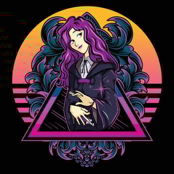 Purple-haired character in artistic design vector