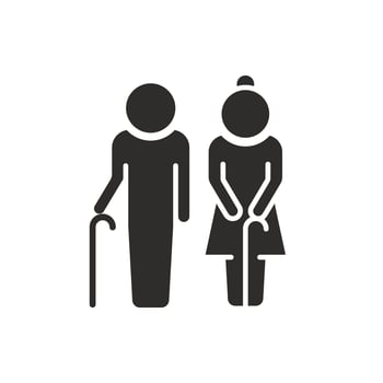 grandfather and grandmother icon, elderly man and woman, couple old people, senior with lady, pension family, grandparents, flat illustration vector
