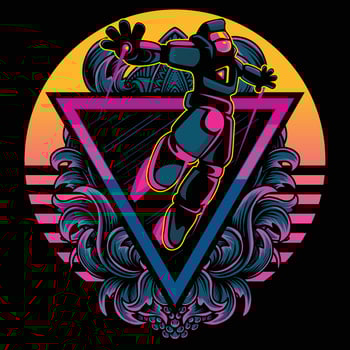 Retro sci-fi character illustration vector