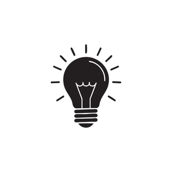 Black silhouette of a light bulb isolated on white background silhouette vector