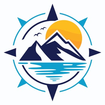 a mountain and water logo vector