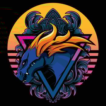 Colorful dragon head illustration vector