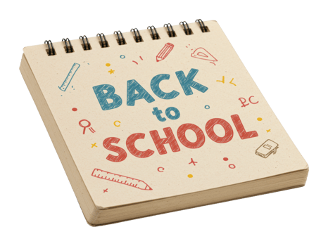 Back to school notebook classroom content educational environment study concept. png