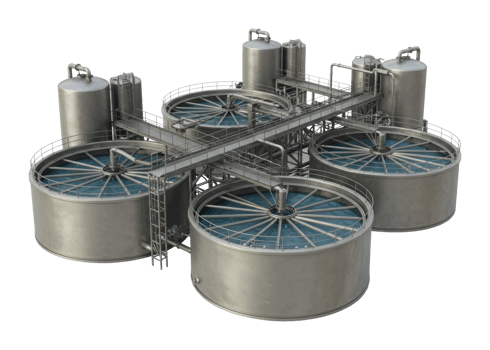 Industrial water treatment process urban facility 3d model modern environment aerial sustainable technology. png