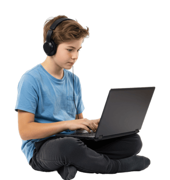 Engaging online learning session home digital education casual setting side technology for kids. png