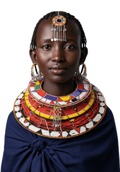 Cultural celebration maasai woman adorning traditional jewelry kenya portrait studio empowerment. png