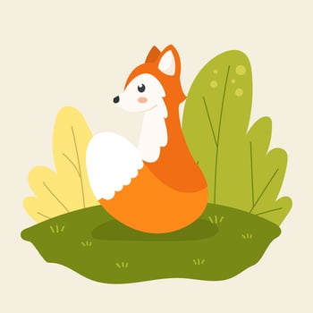 Cartoon fox sitting on grass vector