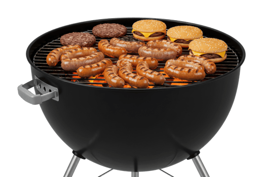 Grilling sausages and burgers at backyard bbq party outdoor gathering food summer vibes aerial culinary delight. png