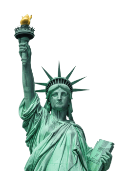 Statue of liberty iconic landmark new york city architecture urban frontal freedom and hope. png