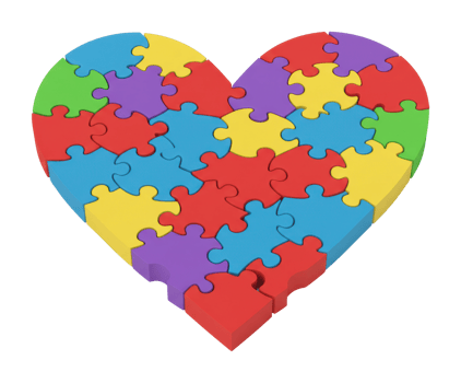 Creative puzzle heart assembly colorful art installation indoor environment emotional connection. png