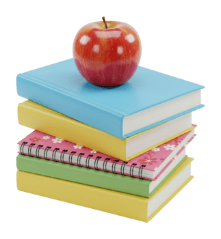 School study essentials colorful notebooks and an classroom setting educational content bright environment. png