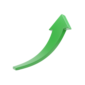 Green upward arrow indicating growth and progress isolated on transparent background png