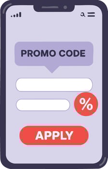 Smartphone with Promo Code Discount Application Interface on Screen Illustration vector