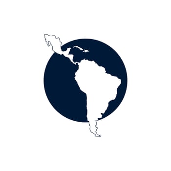 Latin America map icon blue circle background vector