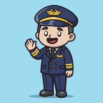 Cartoon Illustration of a Pilot in Uniform vector