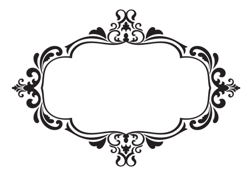Black frame, vintage rolled lines, Baroque frame png