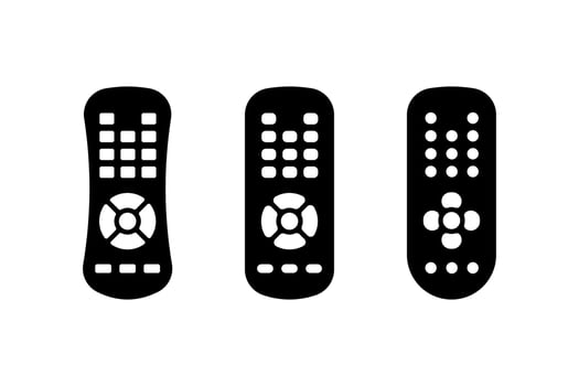 Tv remote black icon isolated in white background. Tv remote silhouette. vector