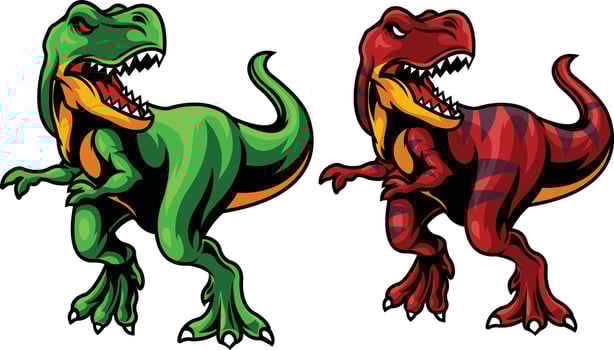 Cartoon T-rex dinosaurs in colors vector