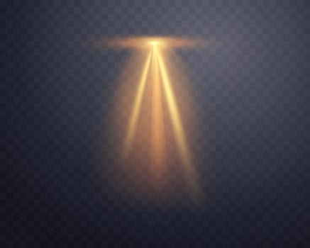 Orange spotlight, Illuminated blue stage, glow flare effect. Bright beams of spotlights, lamp, vertical rays on dark background vector