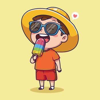 Child with ice cream popsicle vector