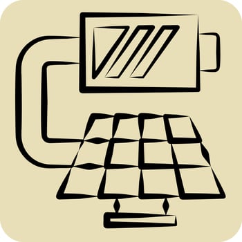 Icon Solar Energy. related to Charging symbol. hand drawn style. design editable vector