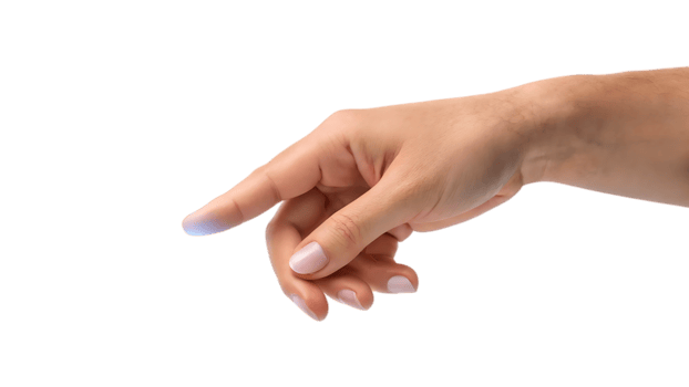 Human finger touching glowing blue light hand png
