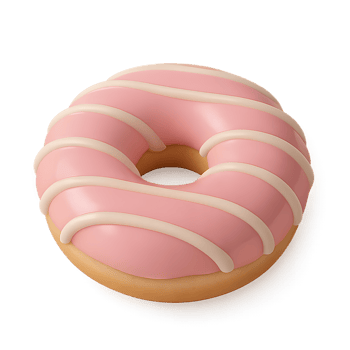 Delicious pink frosted donut bakery food photography transparent background close-up view sweet treat concept png