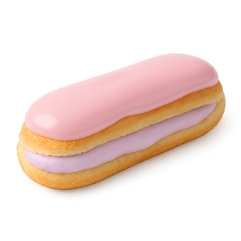 Delicious transparent eclair dessert bakery food photography bright background close-up view sweet treat concept png