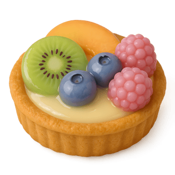 Vibrant fruit tart display bakery food photography transparent background close-up view culinary delight png