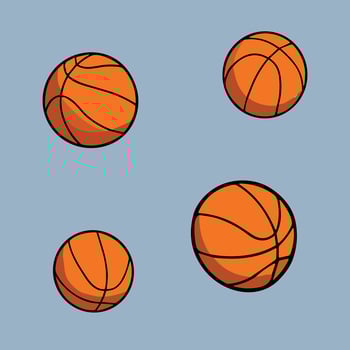 Four Orange Basketballs on Blue Background vector