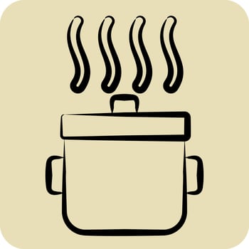 Icon Pot. related to Kitchen Utensils symbol. hand drawn style. design editable vector