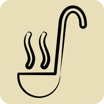 Icon Ladle. related to Kitchen Utensils symbol. hand drawn style. design editable vector