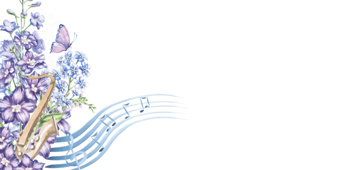 Rectangular frame with saxophone in flowers and musical staff. Isolated watercolor illustration of musical instrument in realistic style for design of invitations, labels, postcards and posters. png