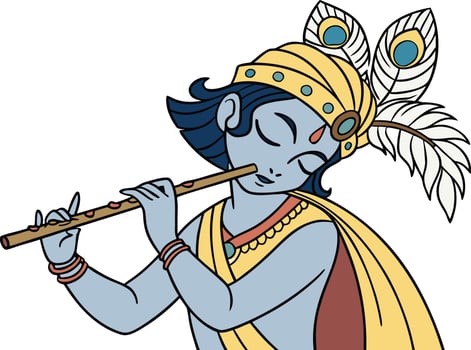 Lord Krishna with Peacock Feather Spiritual Illustration of Shri Krishna vector