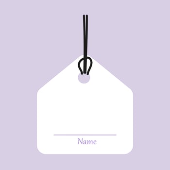 Simple blank name tag design on a light purple background vector