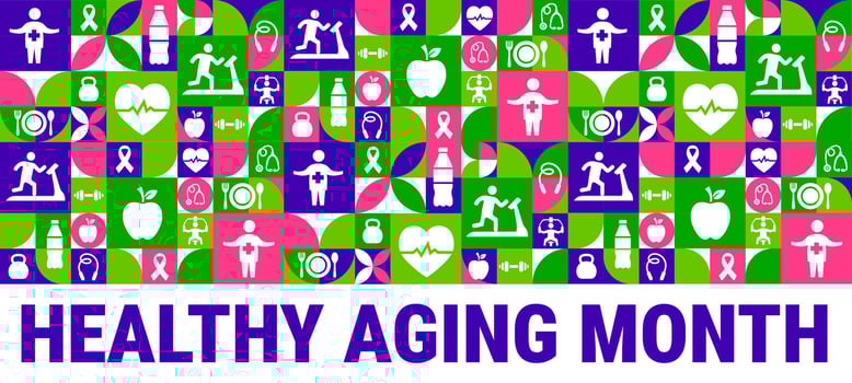 Healthy Aging Month Geometric shape pattern background, banner, card or poster design template is observed every year during September, to raise awareness about the mission. illustration. vector