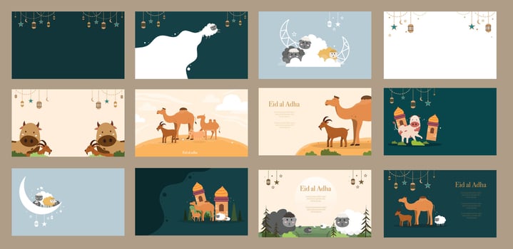 Eid al Adha celebration card designs vector