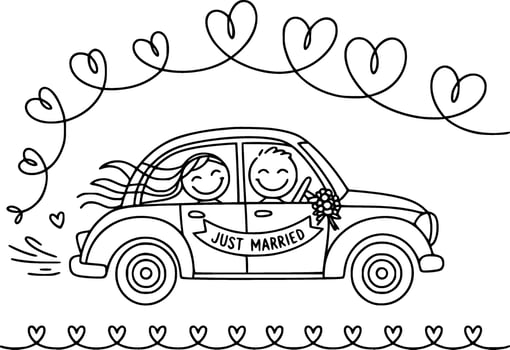 charming just married car with romantic love decorations 293 vector