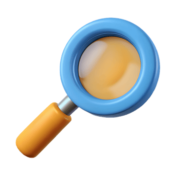 Upright Blue 3D Magnifying Glass Icon - Direct Search and Clear Investigation Symbol png
