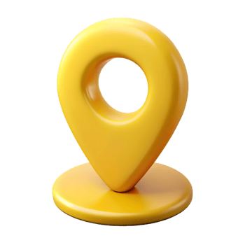 Prominent Yellow 3D Location Pin Icon - Stable Geographic Landmark and Fixed Address png
