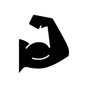 Arm icon. Simple solid style. Muscle, strong, power, protein, strength, bicep, man, hand, flex, body, muscular, exercise, health concept. Silhouette, glyph symbol. Isolated design vector