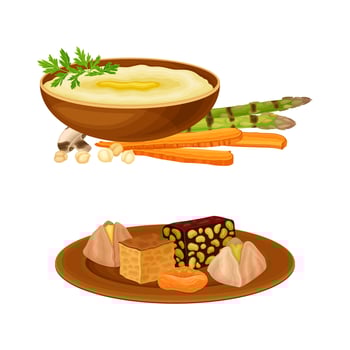 Turkish cuisine national dishes and desserts set illustration vector