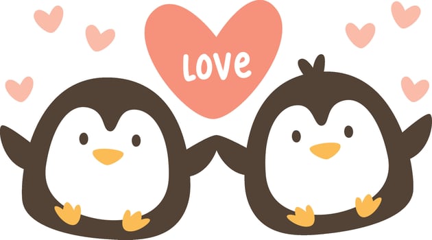 Penguins Couple With Heart vector